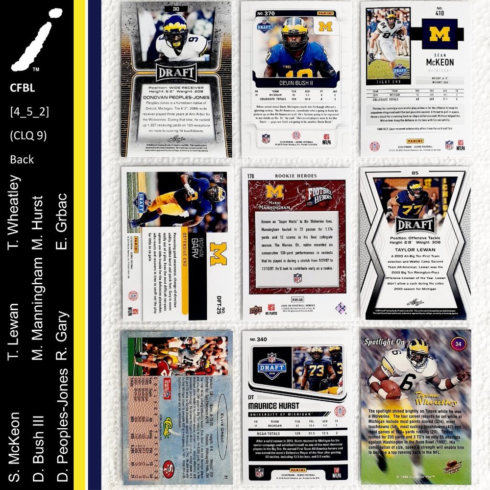 Michigan Wolverines 9 Card Lot - CFTBL [4_5_2] - Picture 2 of 8